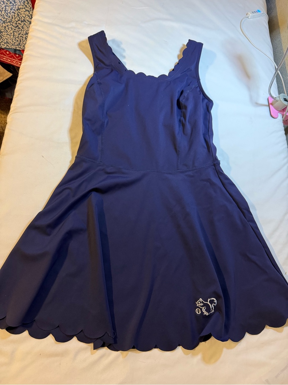 Scallop Hem Navy Mini Dress